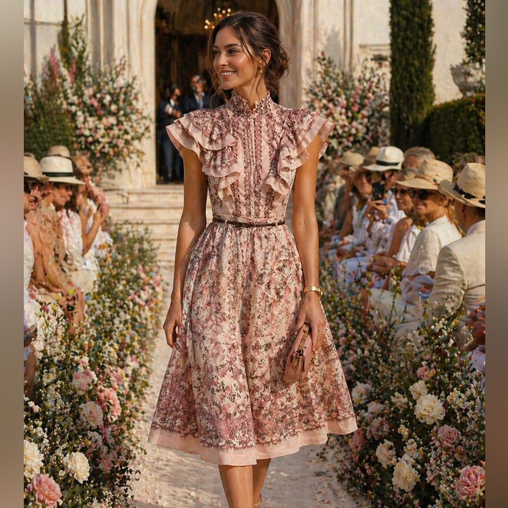 Zimmermann crush Elegant Pink Patterned SET OF 2 Skirt and top size 0 XS